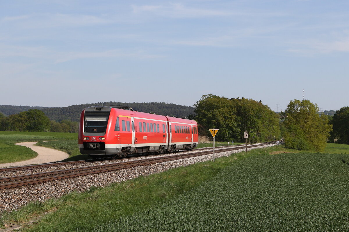 612 485 auf dem Weg nach Schwandorf am 1. Mai 2024 bei Zeitlarn.