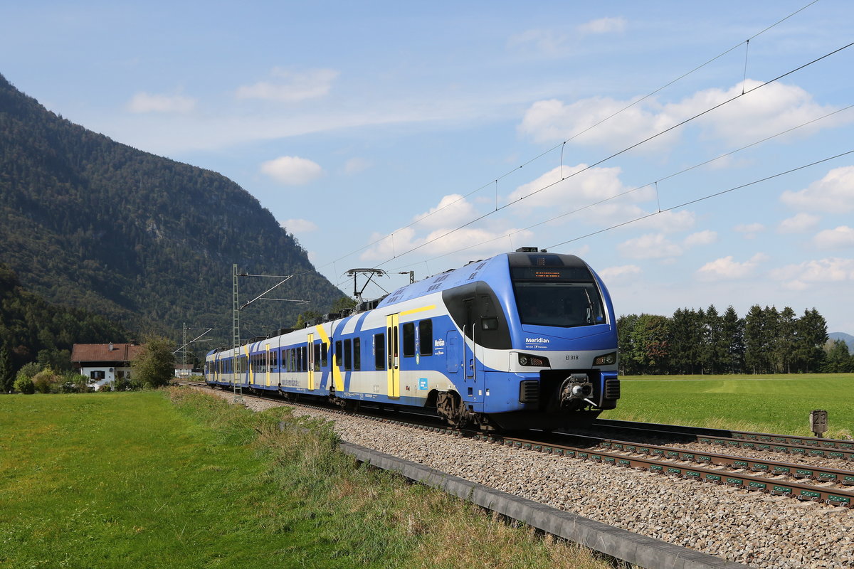 ET 318 mit dem Ziel  Kufstein  am 10. September 2020 bei Niederaudorf.