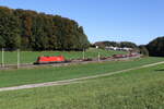 1016 038 mit einem gemischten Gterzug aus Salzburg kommend am 9. Oktober 2024 bei Axdorf.