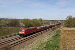 185 360 mit einem Autoleerzug aus Ingolstadt kommend am 6. April 2024 bei Vierkirchen.