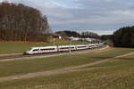 412 233 war als  ICE 114  bei Axdorf im Chiemgau in Richtung Mnchen unterwegs.