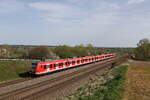 423 238 und 423 365 am 7. April 2024 aus Petershausen kommend bei Vierkirchen.