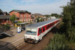628 503 macht auf dem Weg nach Westerland Halt im Bahnhof von Bredstedt.
