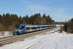 Bayerische Regiobahn/764680/et-321-am-24-januar-2022 ET 321 am 24. Januar 2022 bei Grabensttt im Chiemgau.