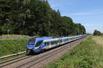 Bayerische Regiobahn/855249/430-007-und-430-011-waren 430 007 und 430 011 waren am 18. Juni 2024 bei Hufschlag in Richtung Rosenheim unterwegs.