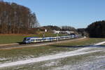 430 007 und 430 015 aus Salzburg kommend am 19. Januar 2025 bei Axdorf im Chiemgau.