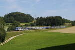 Bayerische Regiobahn/891359/430-008-und-430-011-aus 430 008 und 430 011 aus Salzburg kommend am 13. Juni 2025 bei Vachendorf.