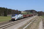 193 773  150 Jahre Brennerbahn  mit einem Mischer aus Salzburg kommend am 27. Mrz 2022 bei Grabensttt im Chiemgau.