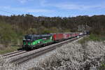 193 275 mit einem  KLV  am 5. April 2024 kurz nach dem  Esslinger Tunnel  bei Solnhofen im Altmhltal.