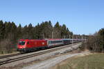 1116 082 mit dem  EC 112  aus Salzburg kommend am 14. Februar 2022 bei Grabensttt im Chiemgau.