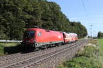 1116 130 mit dem  Rail Checker  aus Freilassing kommend am 3. Oktober 2023 bei Hufschlag.