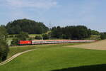 br-1116/891358/1116-148-war-am-13-juni 1116 148 war am 13. Juni 2025 mit einem 'EC' bei Vachendorf im Chiemgau in Richtung Mnchen unterwegs.