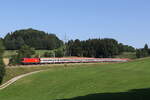 1116 104 mit einem 'EC' auf dem Weg nach Mnchen. Aufgenommen am 19. August 2025 bei Vachendorf  im Chiemgau.