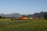 6193 213 von 'WLC' war mit einem Containerzug am 25. Juli 2026 bei Bernau am Chiemsee in Richtung M�nchen unterwegs.