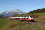 4748 044 war am 10. November 2024 bei Fieberbrunn in Richtung Hochfilzen unterwegs.