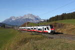 4748 022 war am 10. November 2024 bei Fieberbrunn in Richtung Hochfilzen unterwegs.