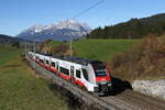 4748 026 war am 5. November 2025 bei Fieberbrunn in Richtung Hochfilzen unterwegs.