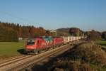541 013  Almdudler  und 541 020 vor dem  EKOL -Zug am 5. November 2015 bei Grabensttt.