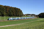 4010 028 die 'Klimaticket-Westbahn' aus Wien kommend am 9. Oktober 2024 bei Axdorf.